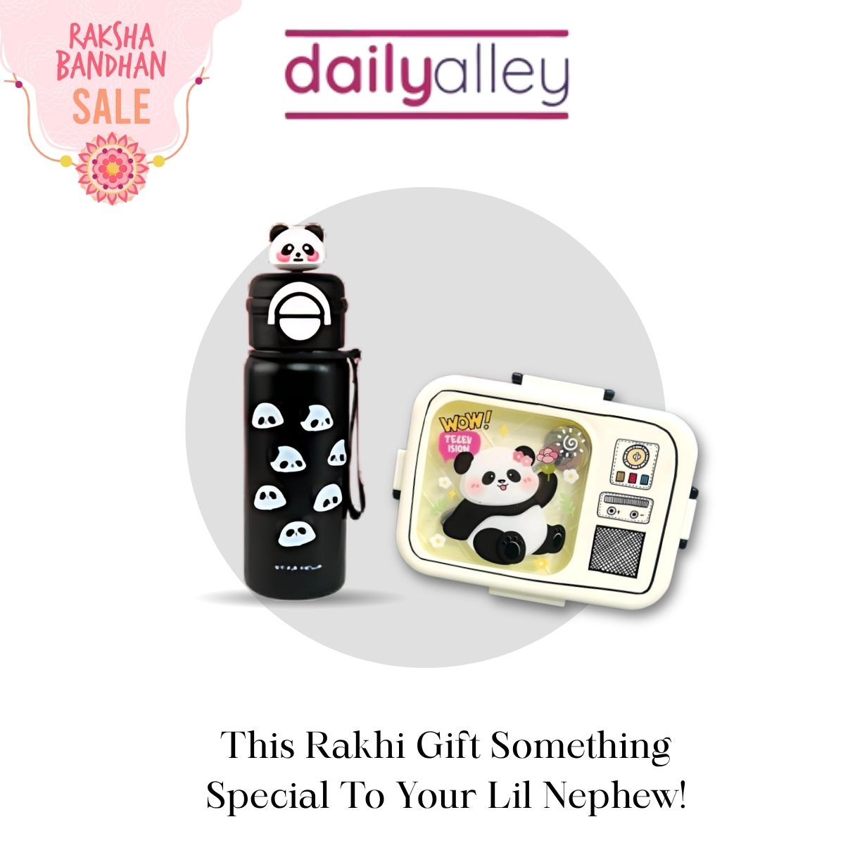 DailyAlley Rakhi Gift Combo for Kids | 550ml Water Bottle with Temperature Display + Lunch | Ideal Gift for Boys & Girls