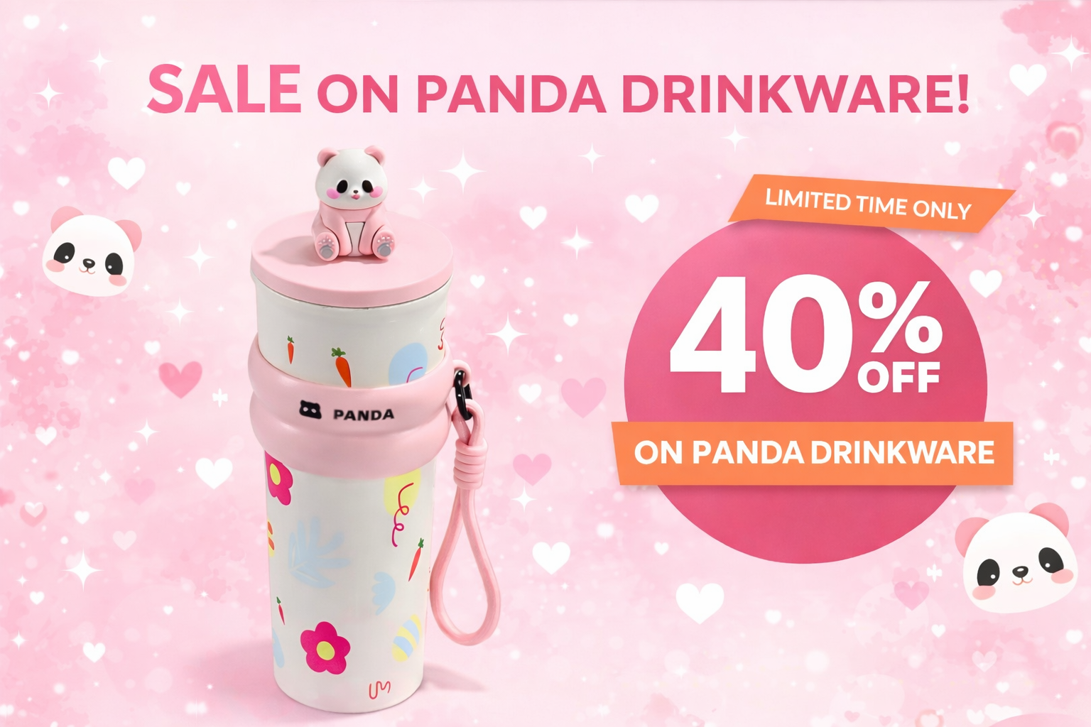 Dailyalley Panda Water Bottles
