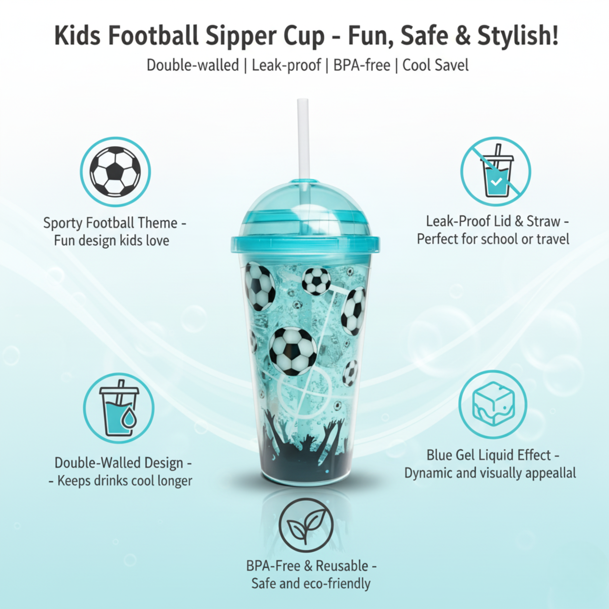 DailyAlley Soccer Tumbler - A durable sports cup with a straw, perfect for staying hydrated on the go. Dailyalley