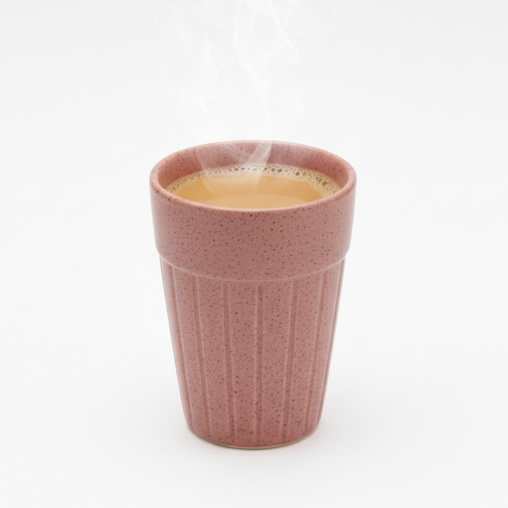 DailyAlley Ceramic Kulhad Tea Cups with Stand (Set of 6) - Speckled Chai Cups for Home & Office - Multi-Color Kulhar Set Dailyalley