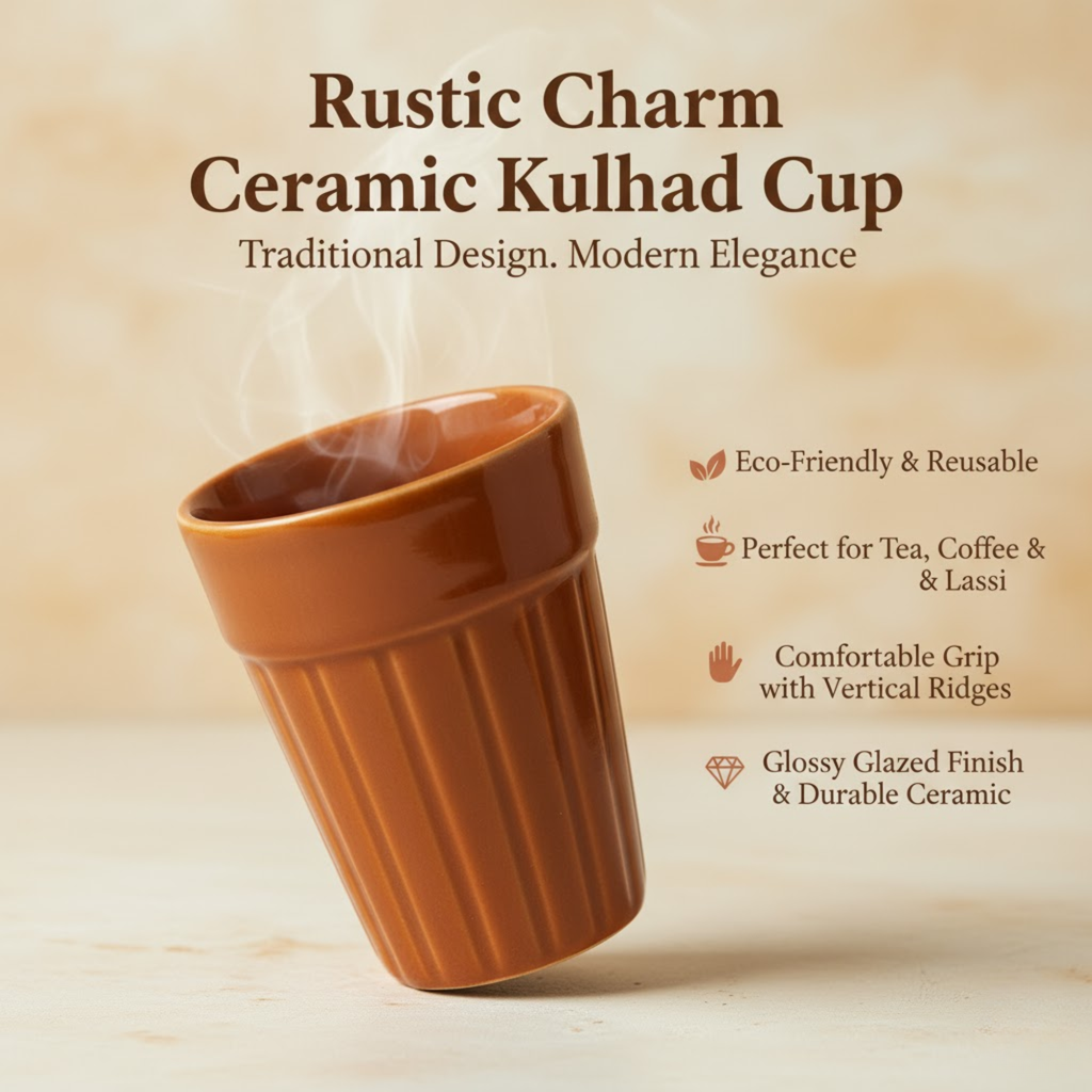 DailyAlley Cutting Chai Glasses with Stand (Set of 6) - 110ml Glass Tea Cups for Home & Office - Colorful Kulhad Chai Cup Dailyalley