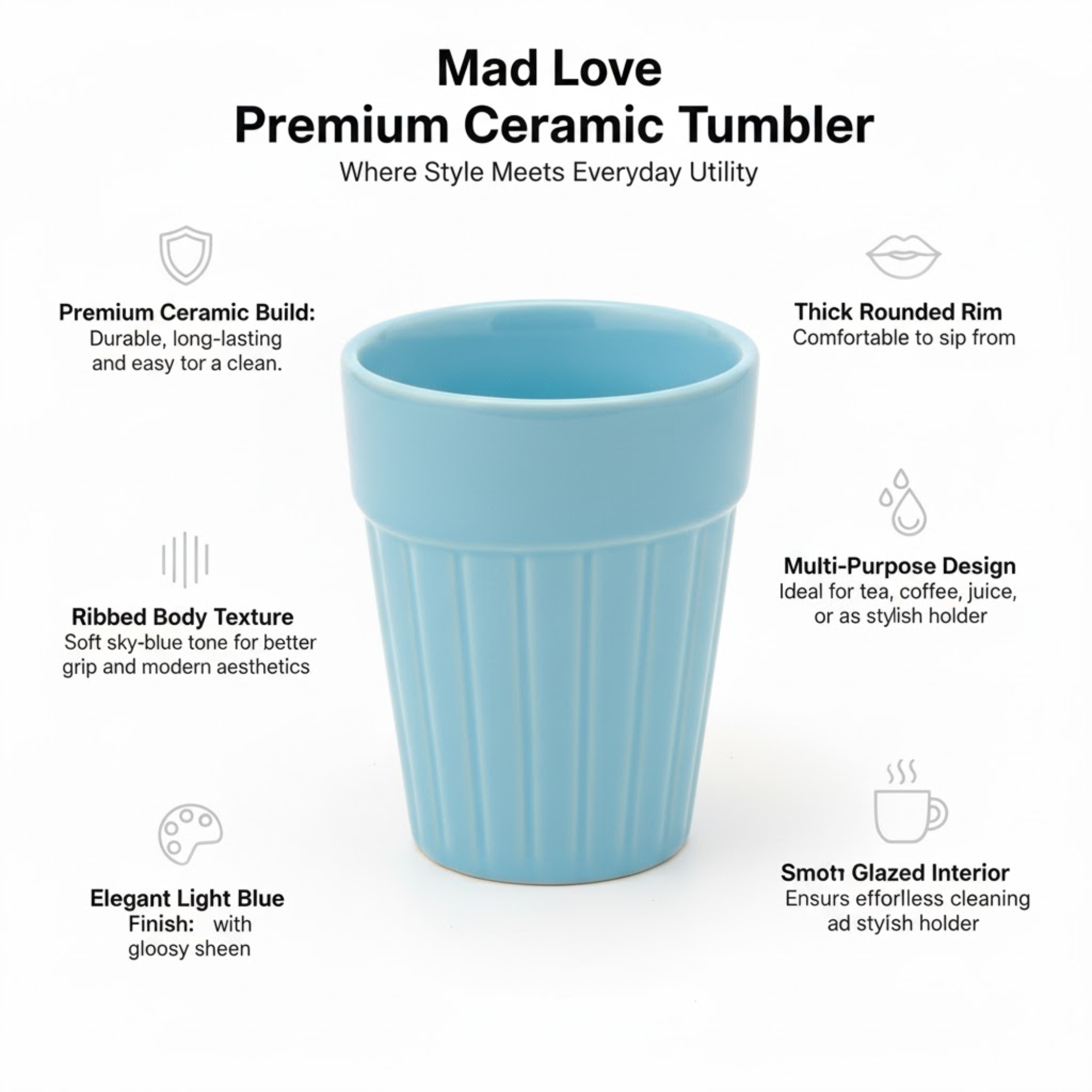 DailyAlley Cutting Chai Glasses with Stand (Set of 6) - 110ml Glass Tea Cups for Home & Office - Colorful Kulhad Chai Cup Dailyalley