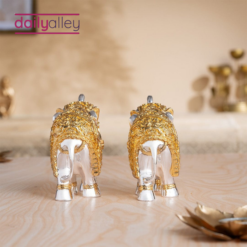 Daily Alley TrunkUp Elephant Pair - Gold & Silver Plated Dailyalley
