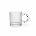 DailyAlley Set of 6 Ribbed Glass Coffee Mugs with Pearl Bead Handles for Latte, Tea & Cappuccino. Dailyalley