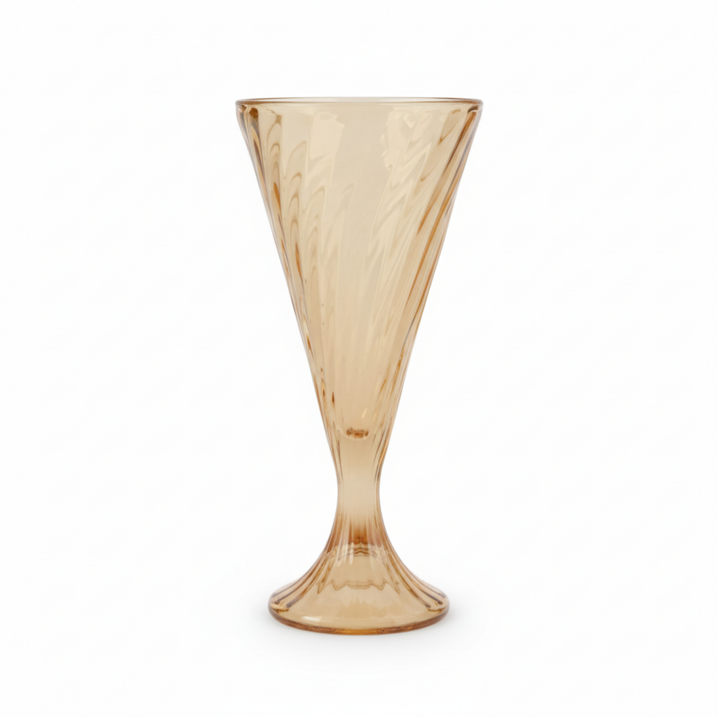 DailyAlley Vintage Amber Wine Glasses (Set of 6) | Elegant Fluted Swirl Design for Cocktails & Champagne | Multi-Purpose Glassware (300ml) Dailyalley