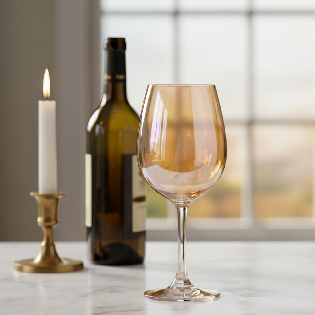 7-Pc Iridescent Wine Decanter Set w/ Amber Gold Lustre. Premium Aerating Carafe & 6 Glasses. Luxury Barware for Weddings & Entertaining. Dailyalley