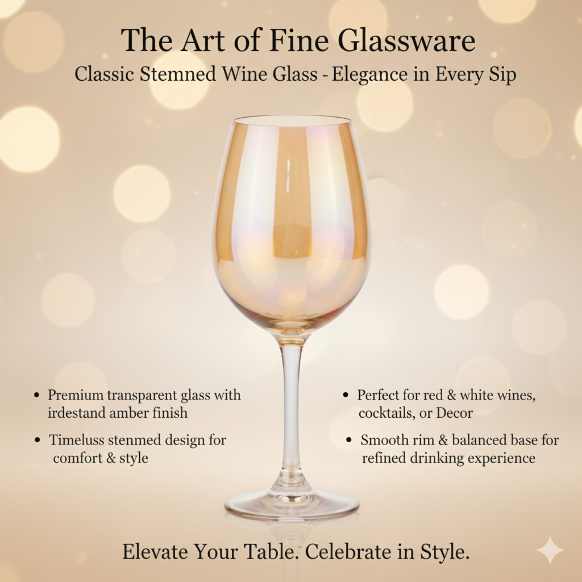 7-Pc Iridescent Wine Decanter Set w/ Amber Gold Lustre. Premium Aerating Carafe & 6 Glasses. Luxury Barware for Weddings & Entertaining. Dailyalley