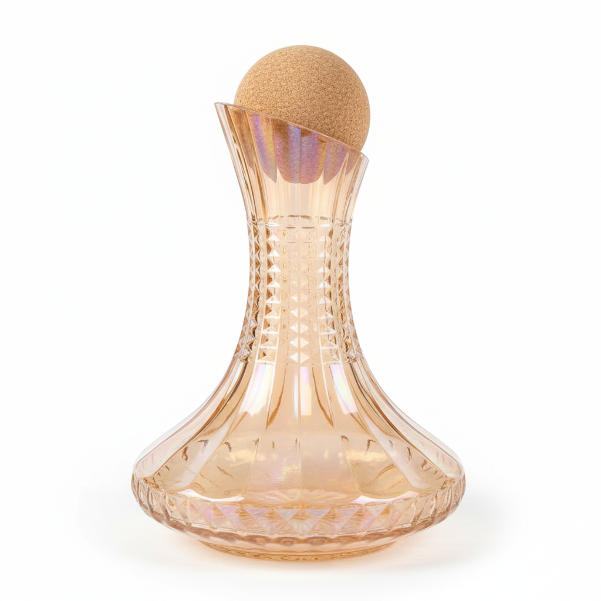 7-Pc Iridescent Wine Decanter Set w/ Amber Gold Lustre. Premium Aerating Carafe & 6 Glasses. Luxury Barware for Weddings & Entertaining. Dailyalley