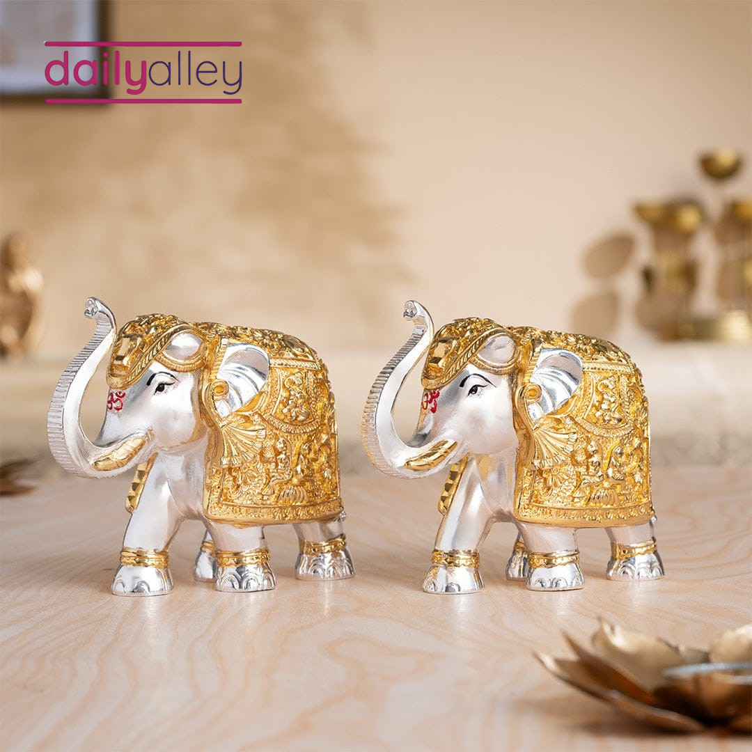 Daily Alley TrunkUp Elephant Pair - Gold & Silver Plated Dailyalley