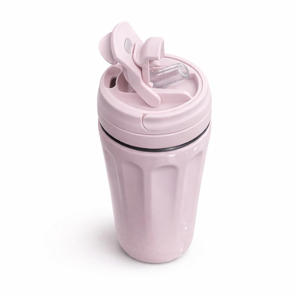 Travel Coffee Mug 360ml – Double Wall Vacuum Insulated Stainless Steel Cup with Lid, Leakproof Thermal Tumbler for Office & Coffee (Pink)