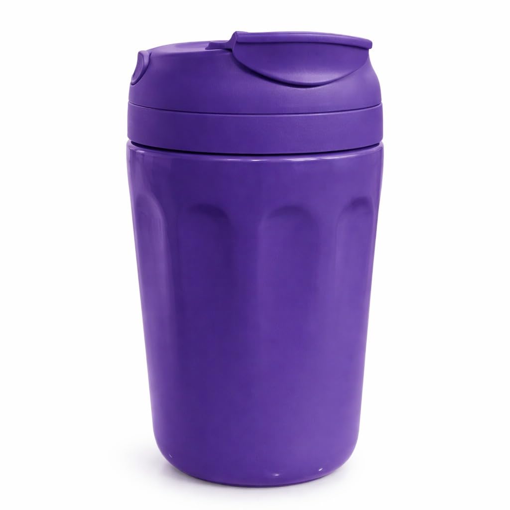 Travel Coffee Mug 360ml – Double Wall Vacuum Insulated Stainless Steel Cup with Lid, Leakproof Thermal Tumbler for Office & Coffee (Purple)