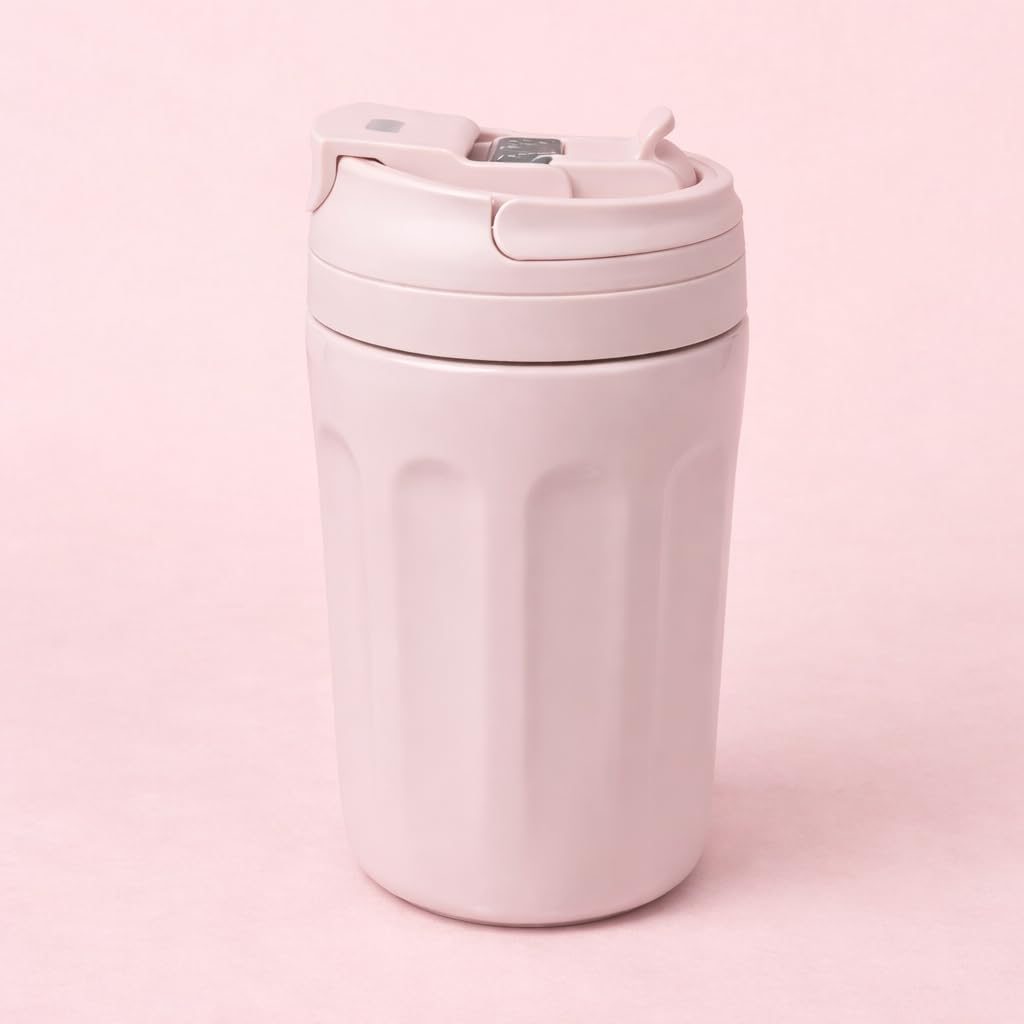 Travel Coffee Mug 360ml – Double Wall Vacuum Insulated Stainless Steel Cup with Lid, Leakproof Thermal Tumbler for Office & Coffee (Pink)