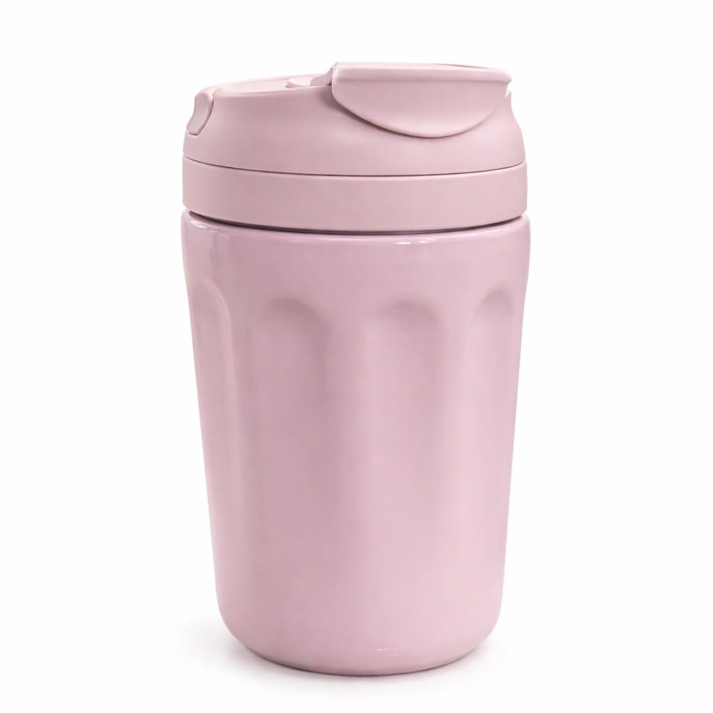 Travel Coffee Mug 360ml – Double Wall Vacuum Insulated Stainless Steel Cup with Lid, Leakproof Thermal Tumbler for Office & Coffee (Pink)