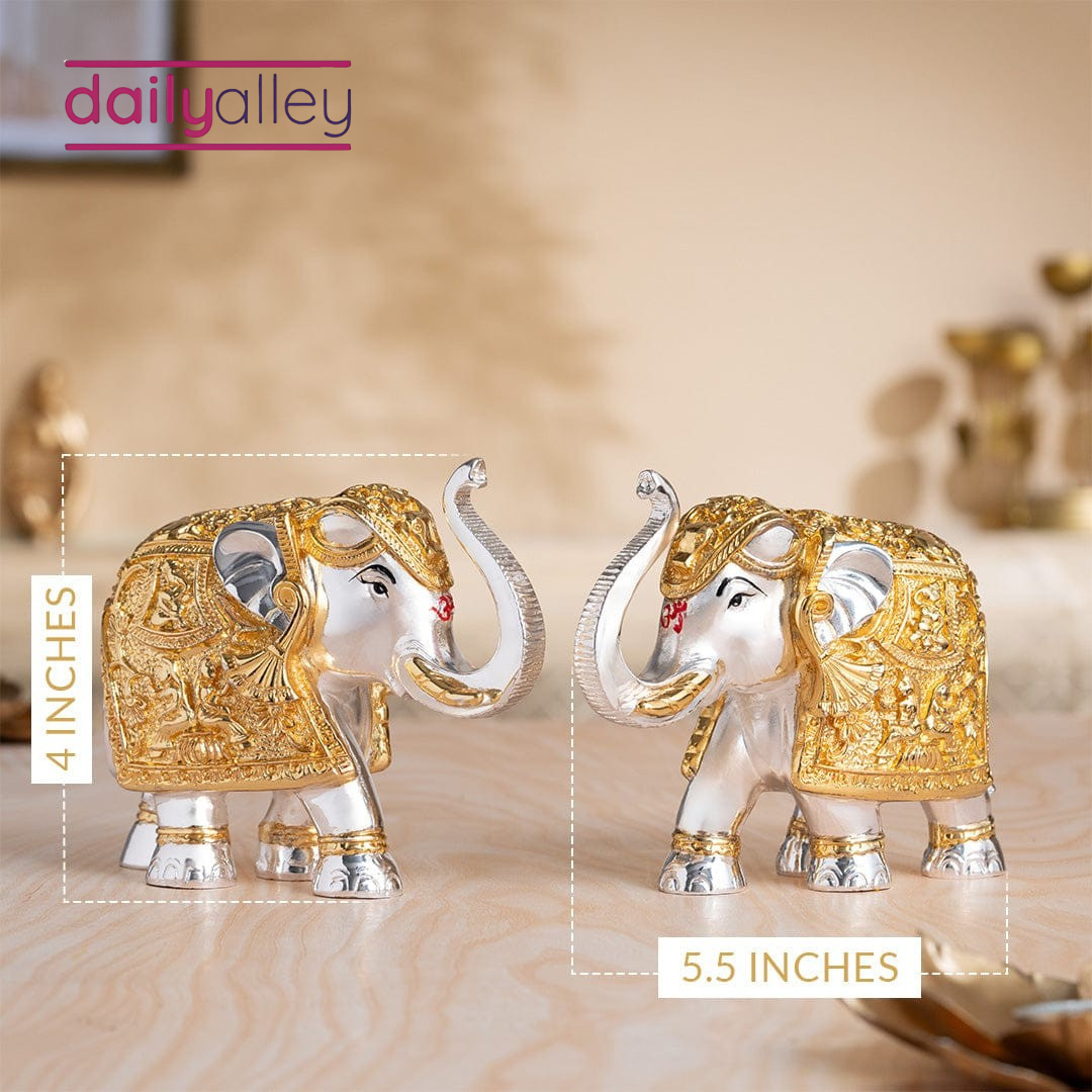 Daily Alley TrunkUp Elephant Pair - Gold & Silver Plated Dailyalley