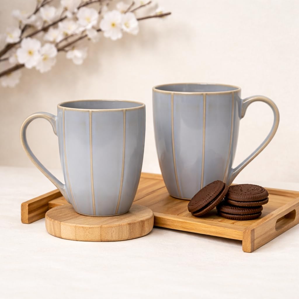 Ceramic Couple Mugs Set of 2 – Pastel Blue & Pink, 400 ml