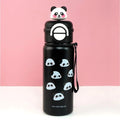 DailyAlley Black Panda Water Bottle - A stainless steel thermos for kids, featuring a cute panda design. Perfect for keeping drinks hot or cold.