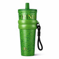 Green tumbler with a textured pattern and 'Opinia' branding on a white background