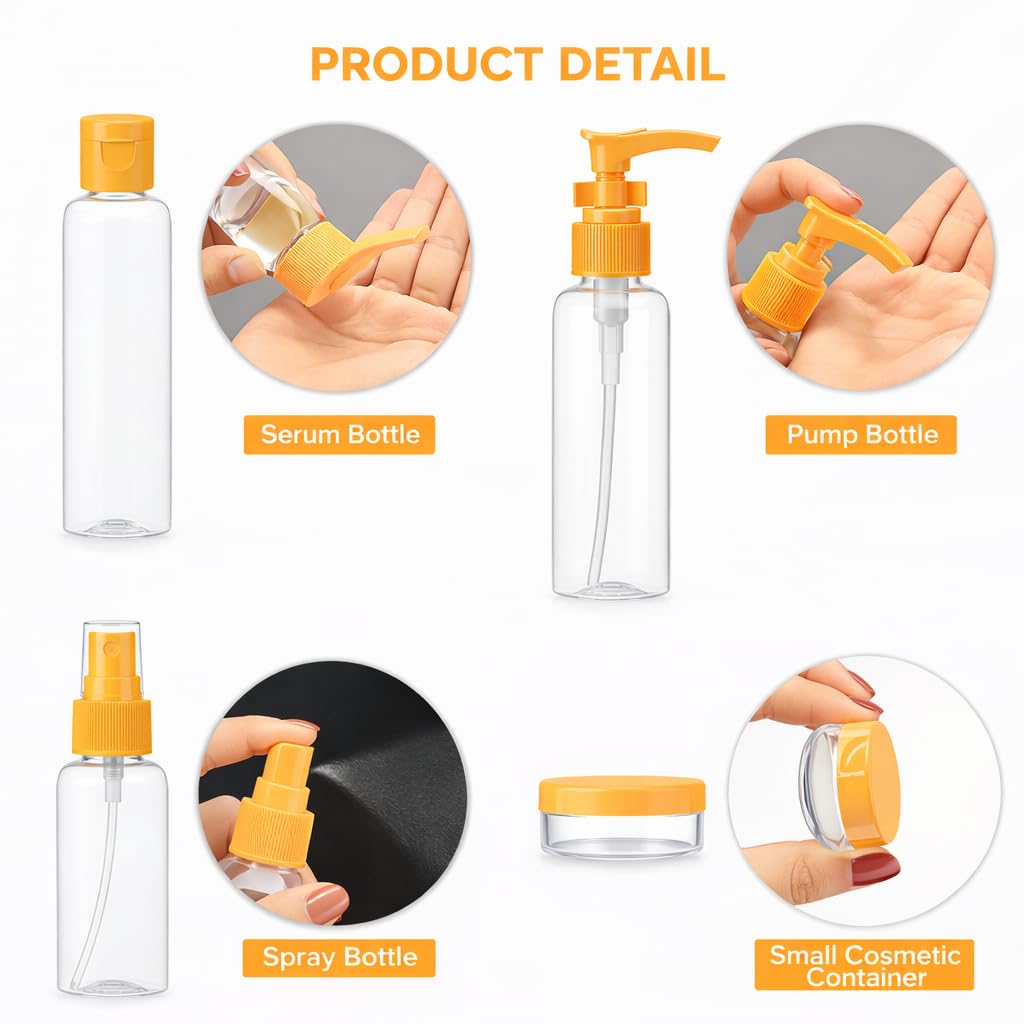 DailyAlley Travel Toiletry Bottle Set (7-piece) - Travel Kit