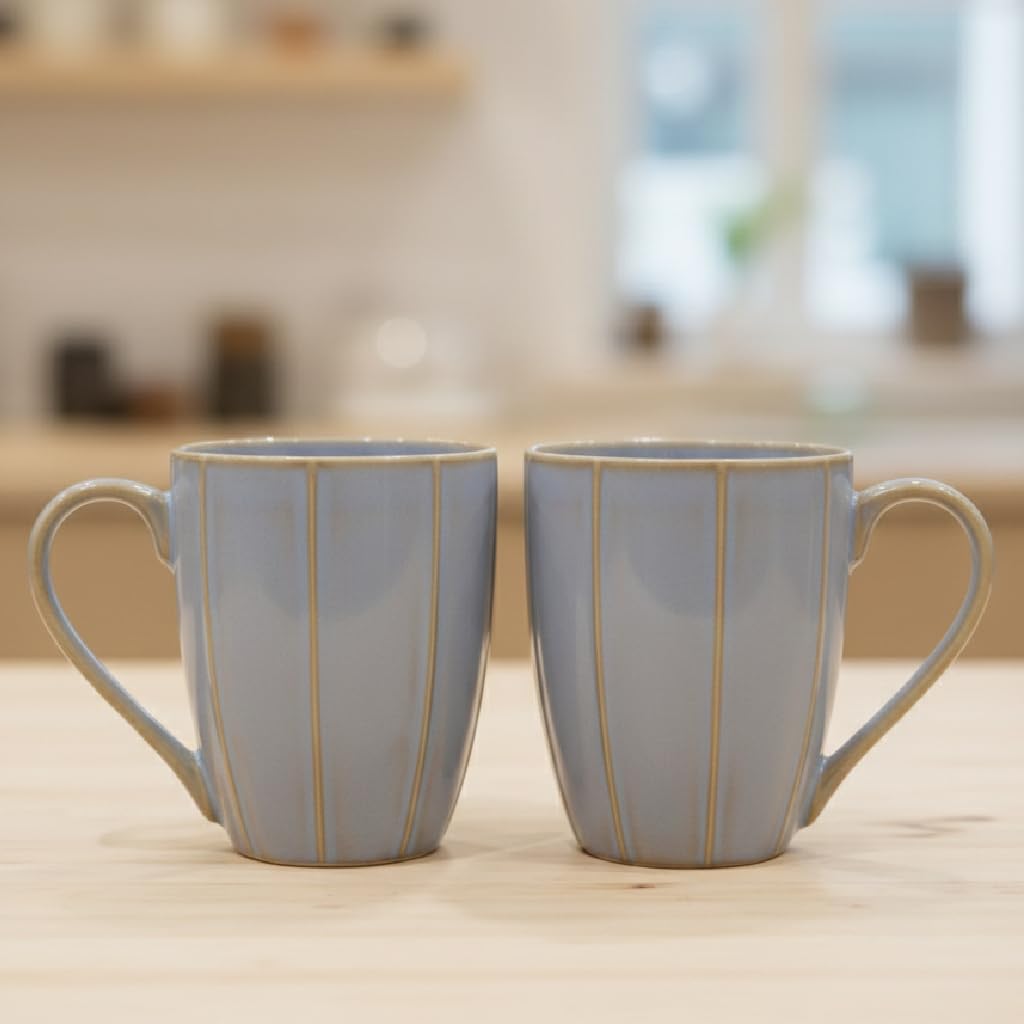 Ceramic Couple Mugs Set of 2 – Pastel Blue & Pink, 400 ml