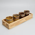 DailyAlley Ceramic Glass Cup Set of 4 with Wooden Serving Tray | 120ml Tea & Coffee Kulhad Cups | Premium Glazed Ceramic Finish | Lightweight, Durable & Stylish Drinkware for Home, Kitchen, Office & Gifting Dailyalley