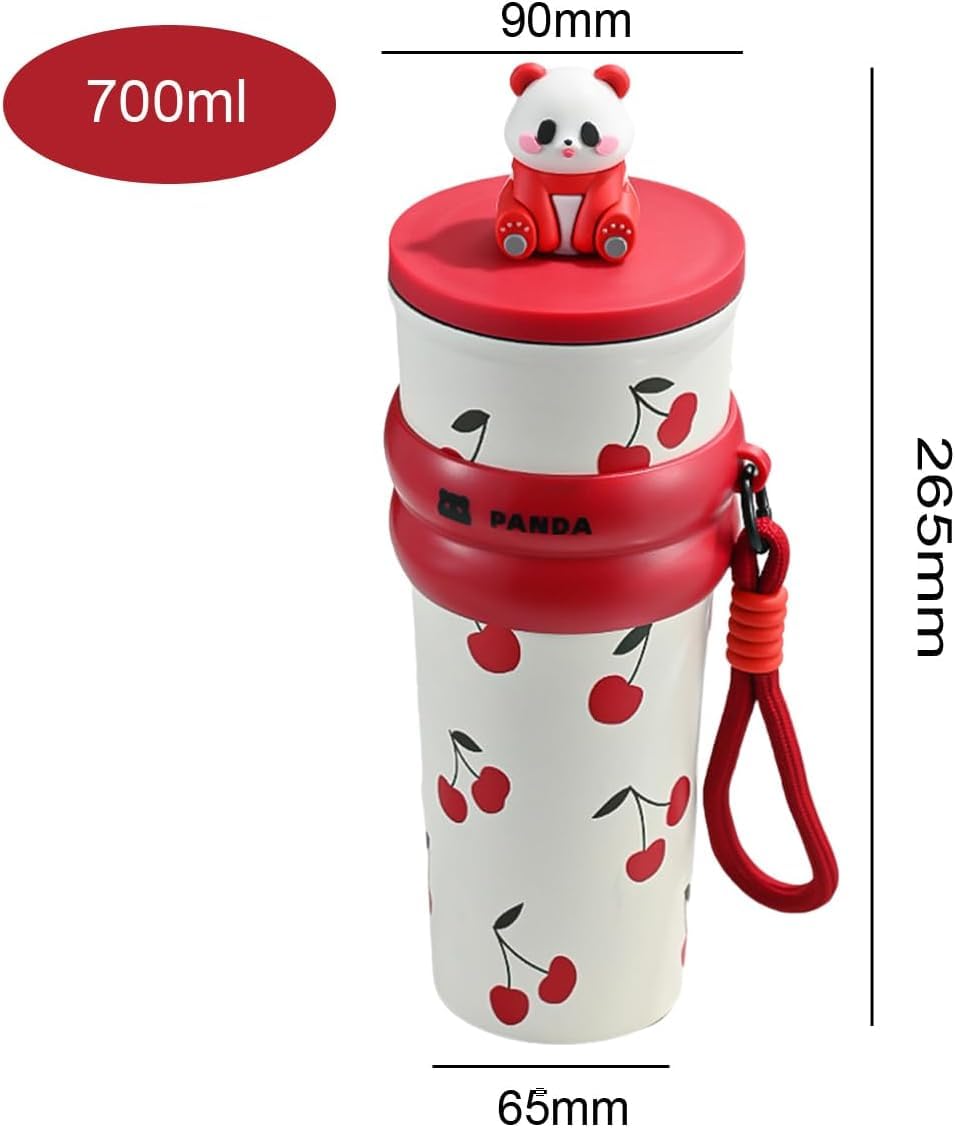 DailyAlley Black Panda Water Bottle - A cute, cherry-designed water bottle perfect for staying hydrated with a touch of fun and style.