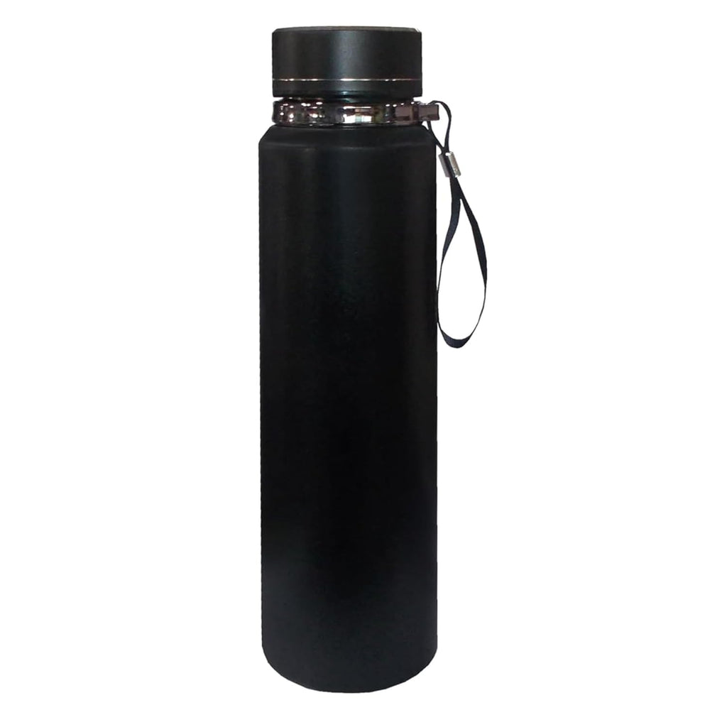 DailyAlley Black Insulated Water Bottle with Carry Rope – Sleek & Durable Stainless Steel Bottle Keeps Drinks Hot or Cold On the Go Dailyalley