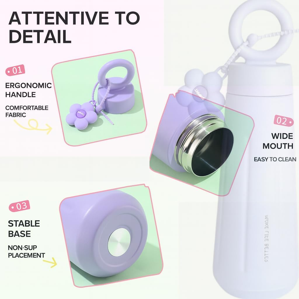 DailyAlley Flower Loop Stainless Steel Water Bottle 450ml
