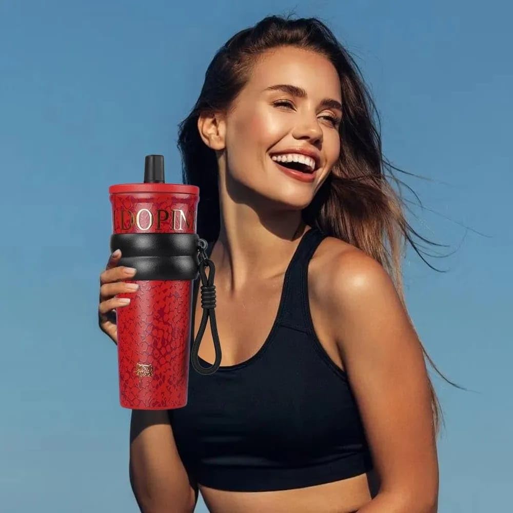 Stainless Steel Water Bottle for Women & Girls (710ml) – Luxury & Stylish Tumbler, Leakproof, Portable & Reusable Sipper Bottle for School, College, Office, Gym & Travel (Red)