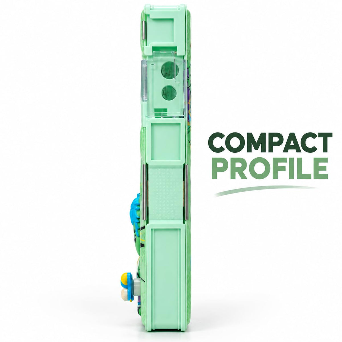 Superhero Print Pencil Box for Kids with Built-in Sharpener Multifunctional Pencil Box for Kids Boys & Girls, Large Capacity Stationery Mint Green