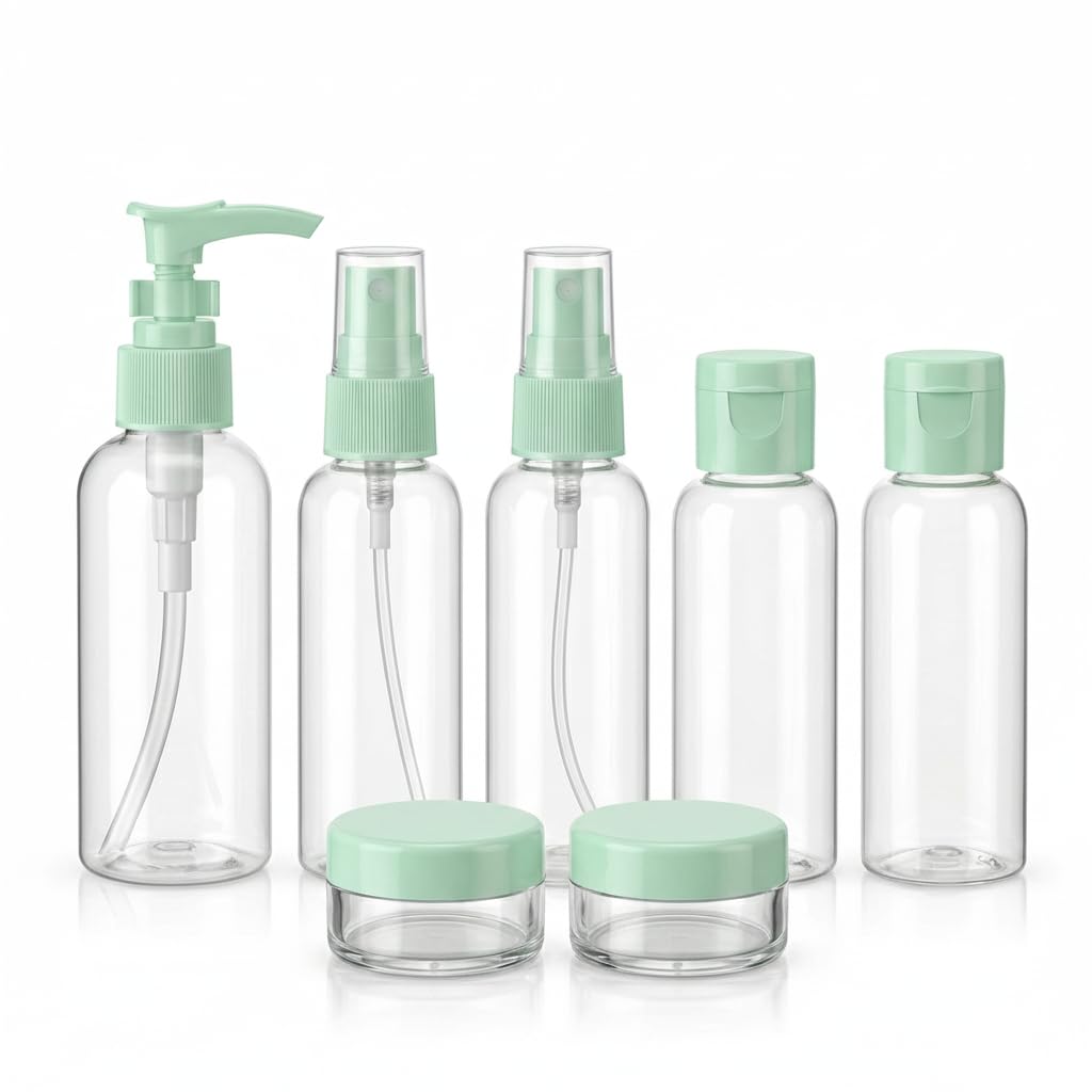 DailyAlley Travel Toiletry Bottle Set (7-piece) - Travel Kit