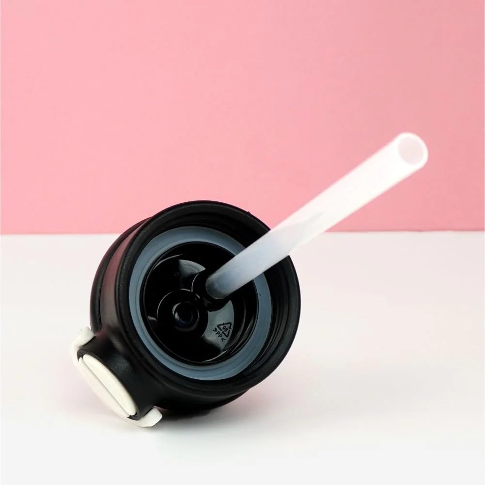 DailyAlley Black Panda Water Bottle - A stainless steel thermos for kids, featuring a cute panda design. Perfect for keeping drinks hot or cold.