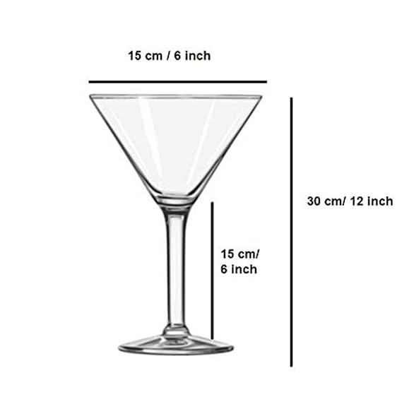 Measurement chart of a clear glass with dimensions labeled on a white background