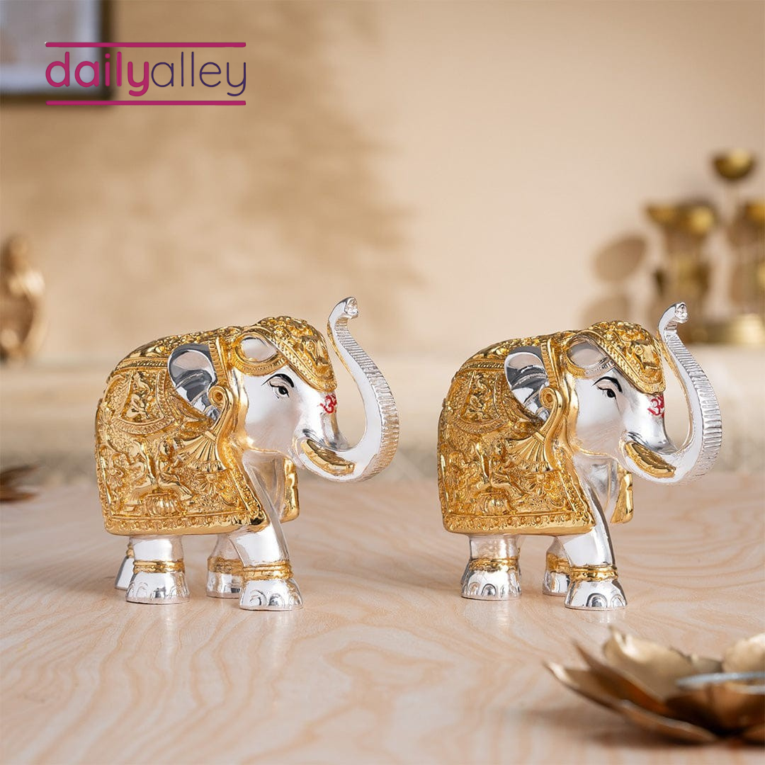 Daily Alley TrunkUp Elephant Pair - Gold & Silver Plated Dailyalley