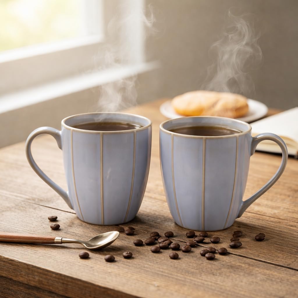 Ceramic Couple Mugs Set of 2 – Pastel Blue & Pink, 400 ml