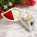 German Silver Designer Sindoor Dani Kumkum Box with Stone Work & Dual Compartment