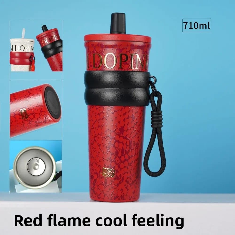 Stainless Steel Water Bottle for Women & Girls (710ml) – Luxury & Stylish Tumbler, Leakproof, Portable & Reusable Sipper Bottle for School, College, Office, Gym & Travel (Red)