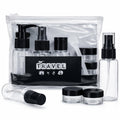 Travel Bottles for Toiletries with Pouch (6 Pcs) | Refillable Empty Toiletry Containers for Shampoo, Lotion, Creams, Perfume & Cosmetics | Portable Travel Kit (Black)