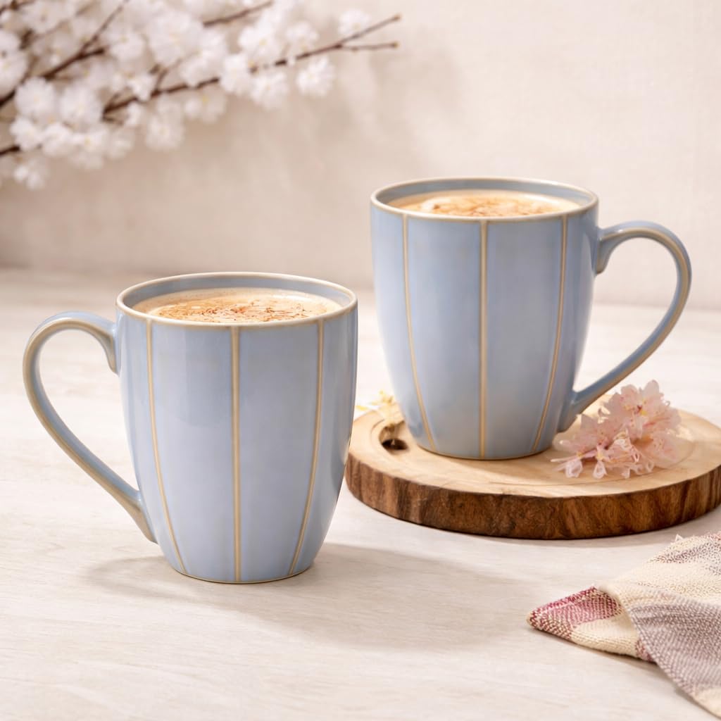 Ceramic Couple Mugs Set of 2 – Pastel Blue & Pink, 400 ml