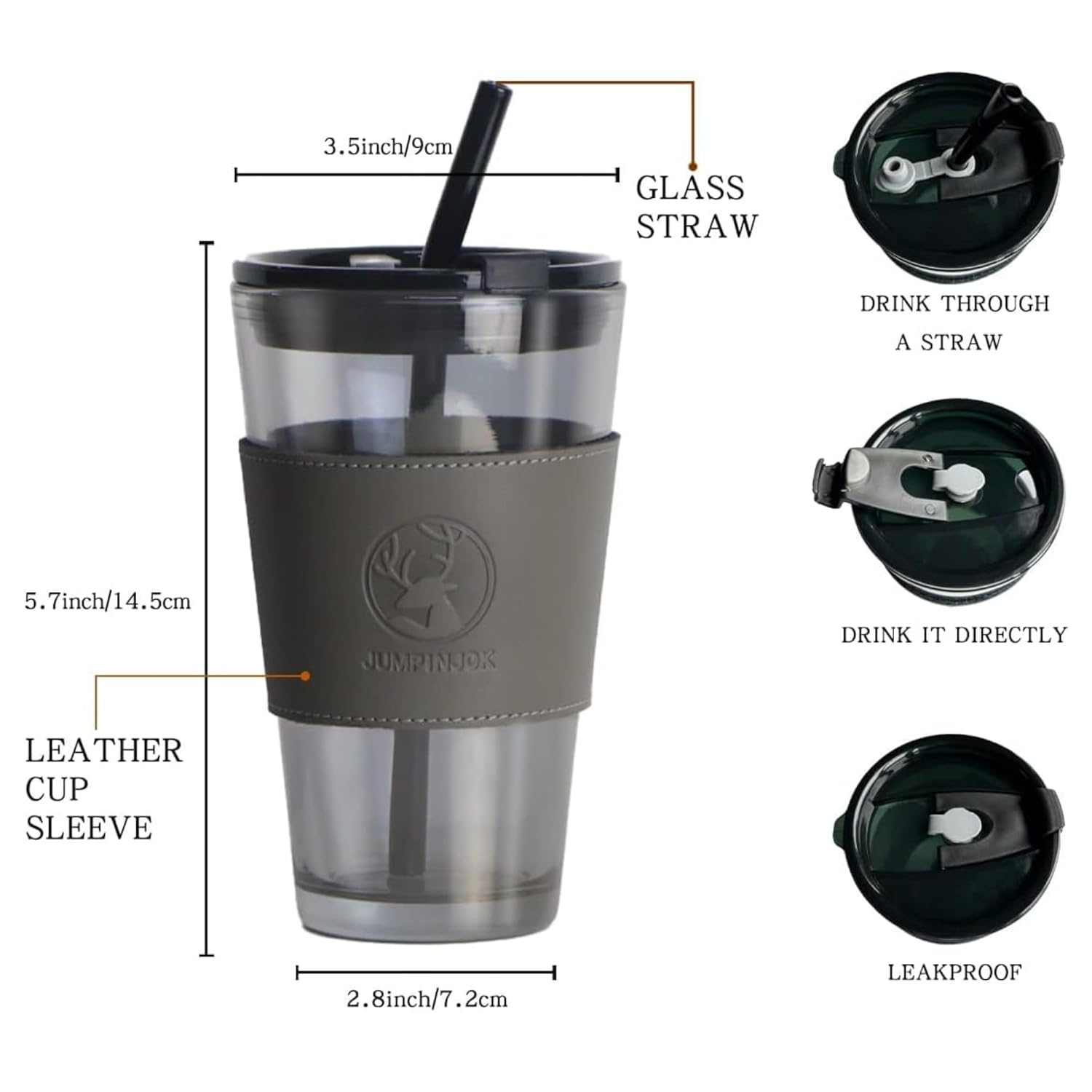 DailyAlley 400ml Glass Tumbler with Lid & Straw (Free Item Inside)