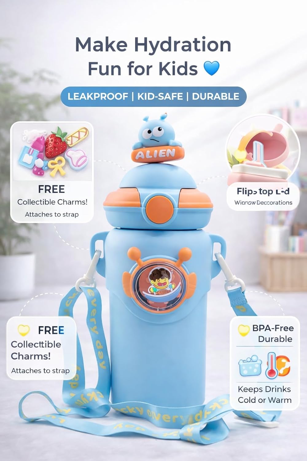 Alien Insulated Water Bottle for Kids 600 ml