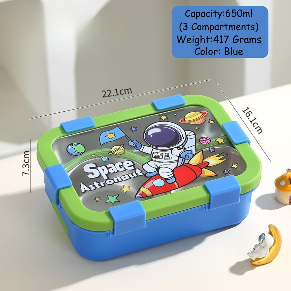Kids Stainless Steel Lunch Box (SS304) with 3 Compartments