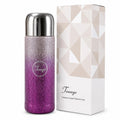 Stainless Steel Water Bottle Crystal Thermos Flask Titanium Coating, Purple, 450 ml Textured Exterior, Metallic Protective Cap, Integrated Drinking Lid