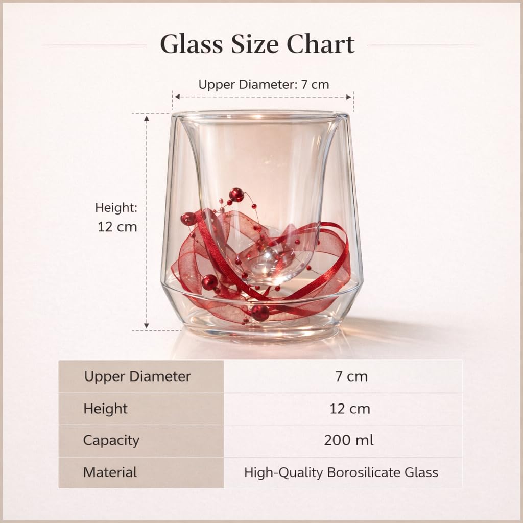 Double Wall Glass Coffee Mug Set of 2 (150ml Each)