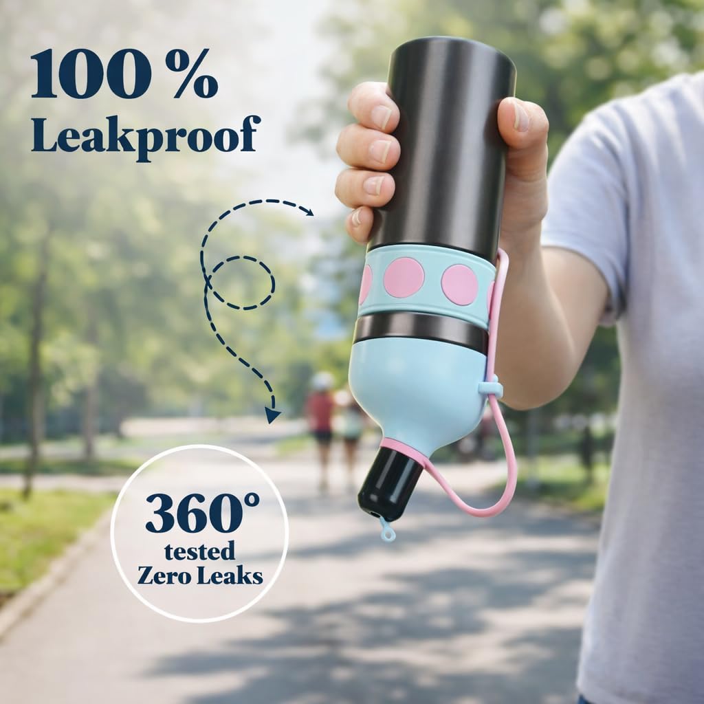 Stainless Steel Thermal Water Bottle 750ml – Double Wall Vacuum Insulated, Leak-Proof, Portable Strap Design for Travel, Office & Outdoor use (Blue)