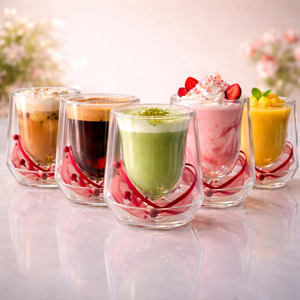 Double Wall Glass Coffee Mug Set of 2 (150ml Each)