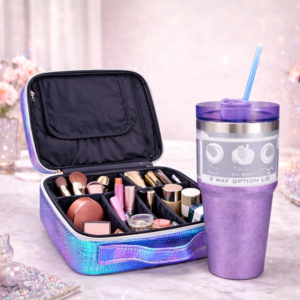 Makeup Bag & Shimmer Bottle Combo – Gift Set for Women