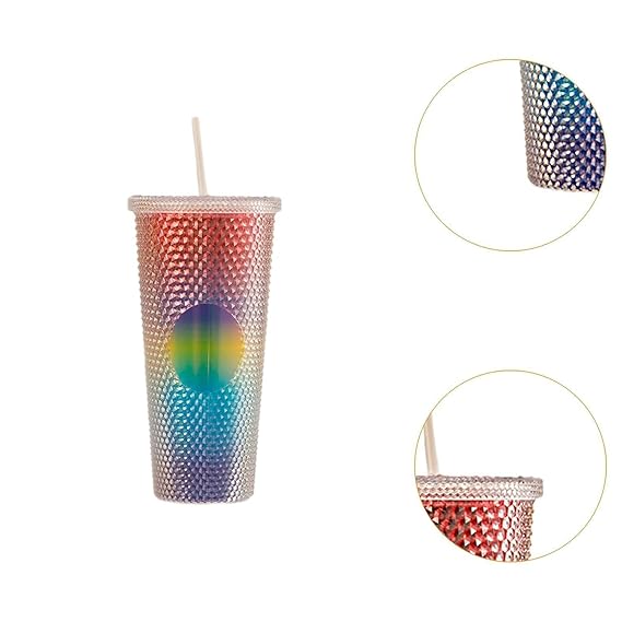 Gradient candle in a textured container with close-up details on a white background