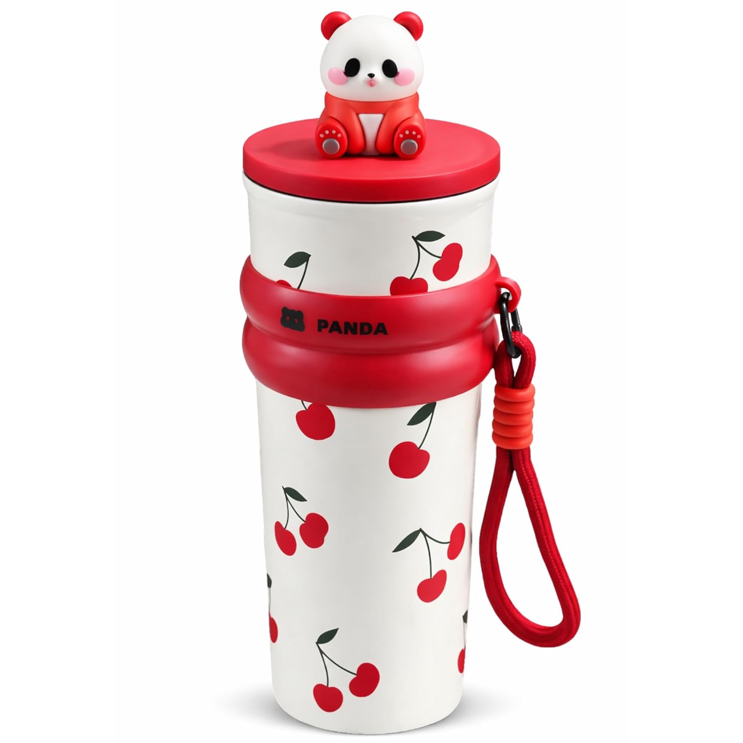 DailyAlley Black Panda Water Bottle - A cute, cherry-designed water bottle perfect for staying hydrated with a touch of fun and style.