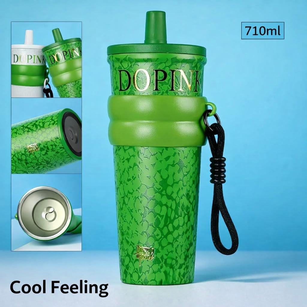 Stainless Steel Water Bottle for Women & Girls (710ml) – Luxury & Stylish Tumbler, Leakproof, Portable & Reusable Sipper Bottle for School, College, Office, Gym & Travel (Green)