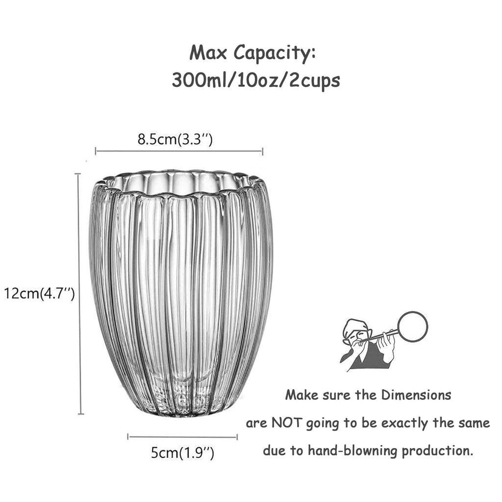 Double Wall Glass Cups with Petal Design, 300ml, Set of 2, Heat Resistant Borosilicate Glass for Hot and Cold Drinks Dailyalley